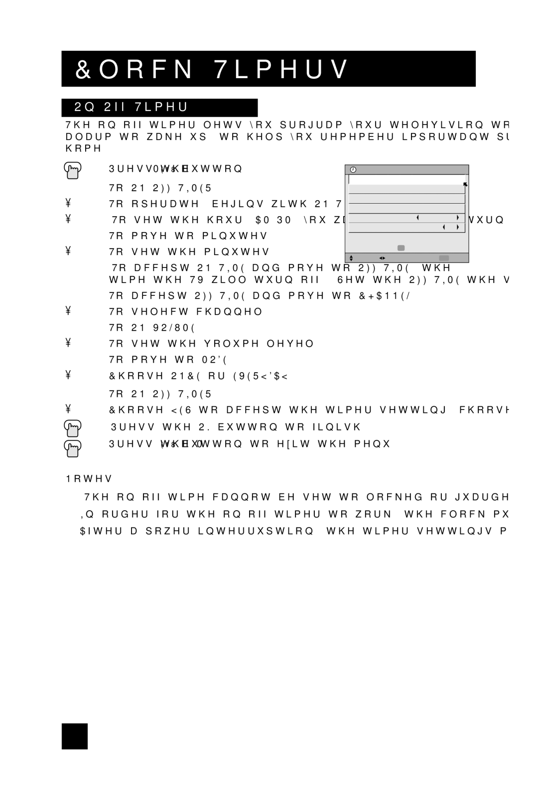 JVC AV 36DF74, AV 32DF74 manual On/Off Timer 