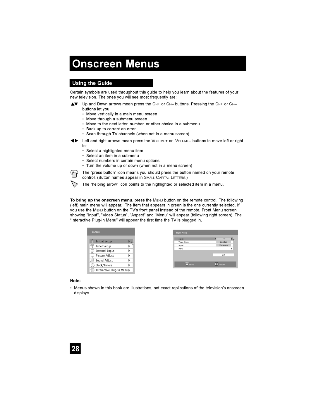 JVC AV-48P787, AV-56P787, AV 48P777, AV 56P777 manual Onscreen Menus, Using the Guide 