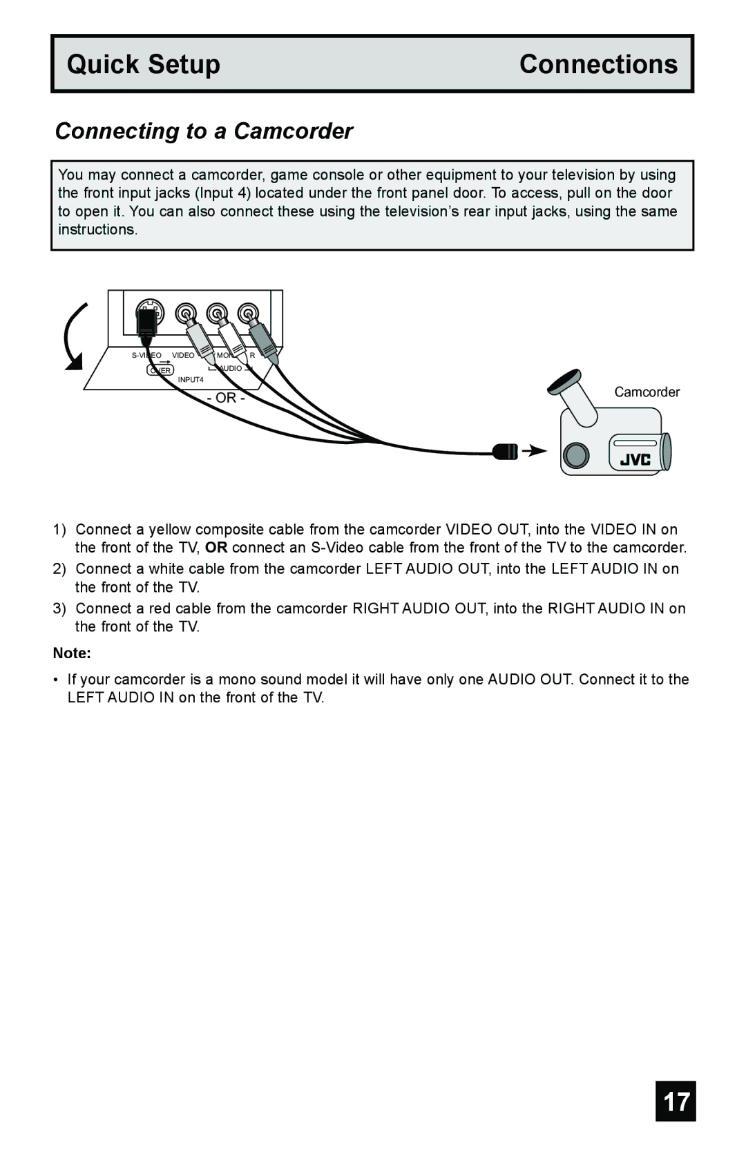 JVC AV-56WP55, AV-48WP55, AV-65WP55 manual Connecting to a Camcorder 