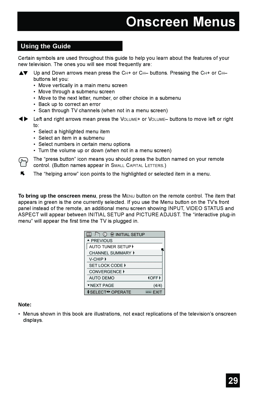 JVC AV-56WP55, AV-48WP55, AV-65WP55 manual Onscreen Menus, Using the Guide 