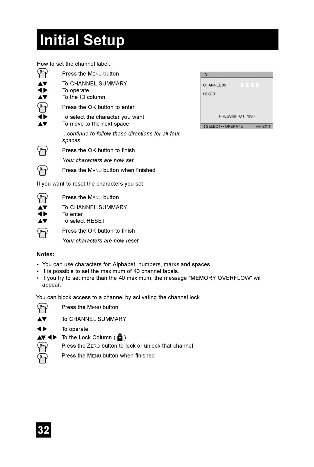 JVC AV-56P585, AV 56P575, AV 48P575 manual Continue to follow these directions for all four spaces 