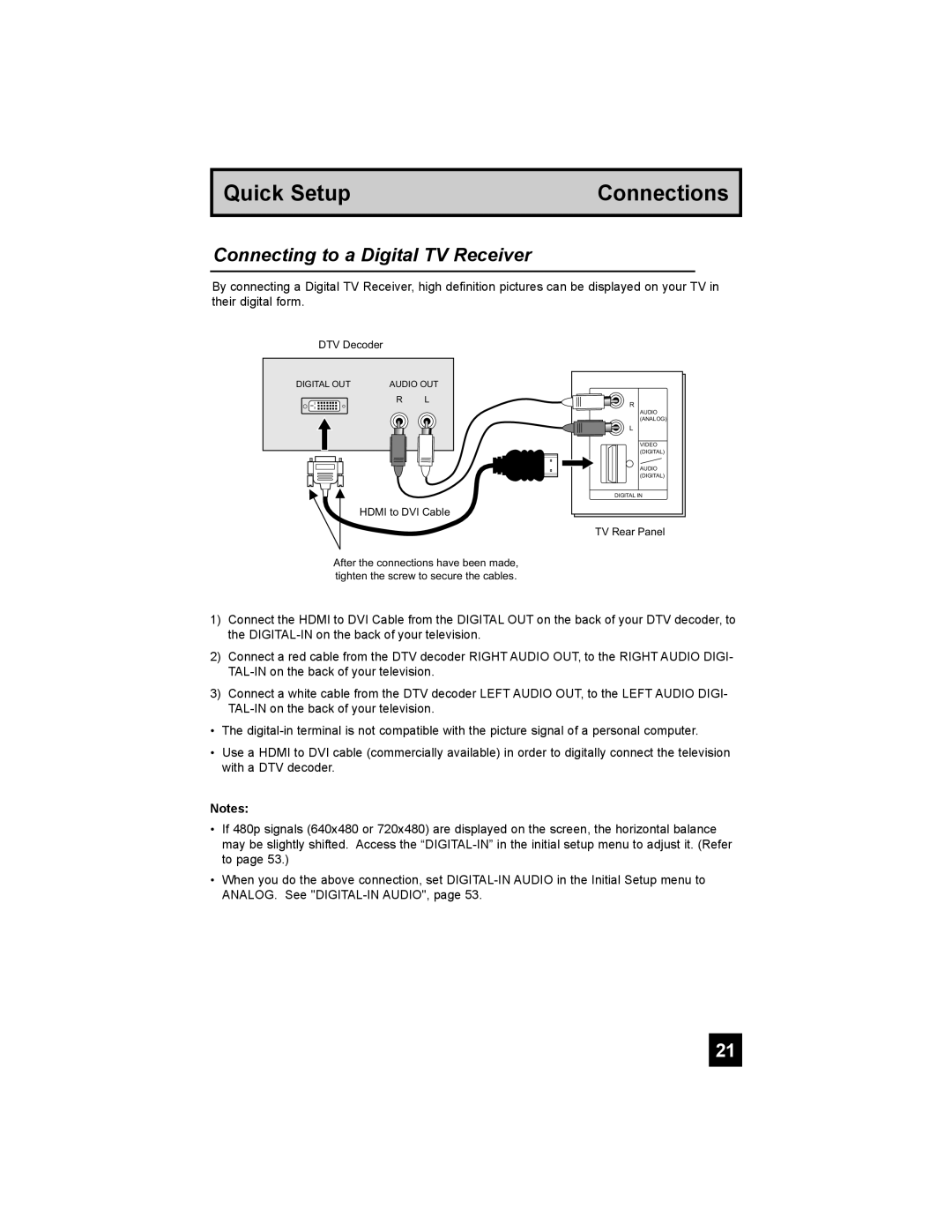 JVC AV 56P775, AV 48P775, AV-56P785, AV-56P775, AV-48P775 manual Connecting to a Digital TV Receiver 