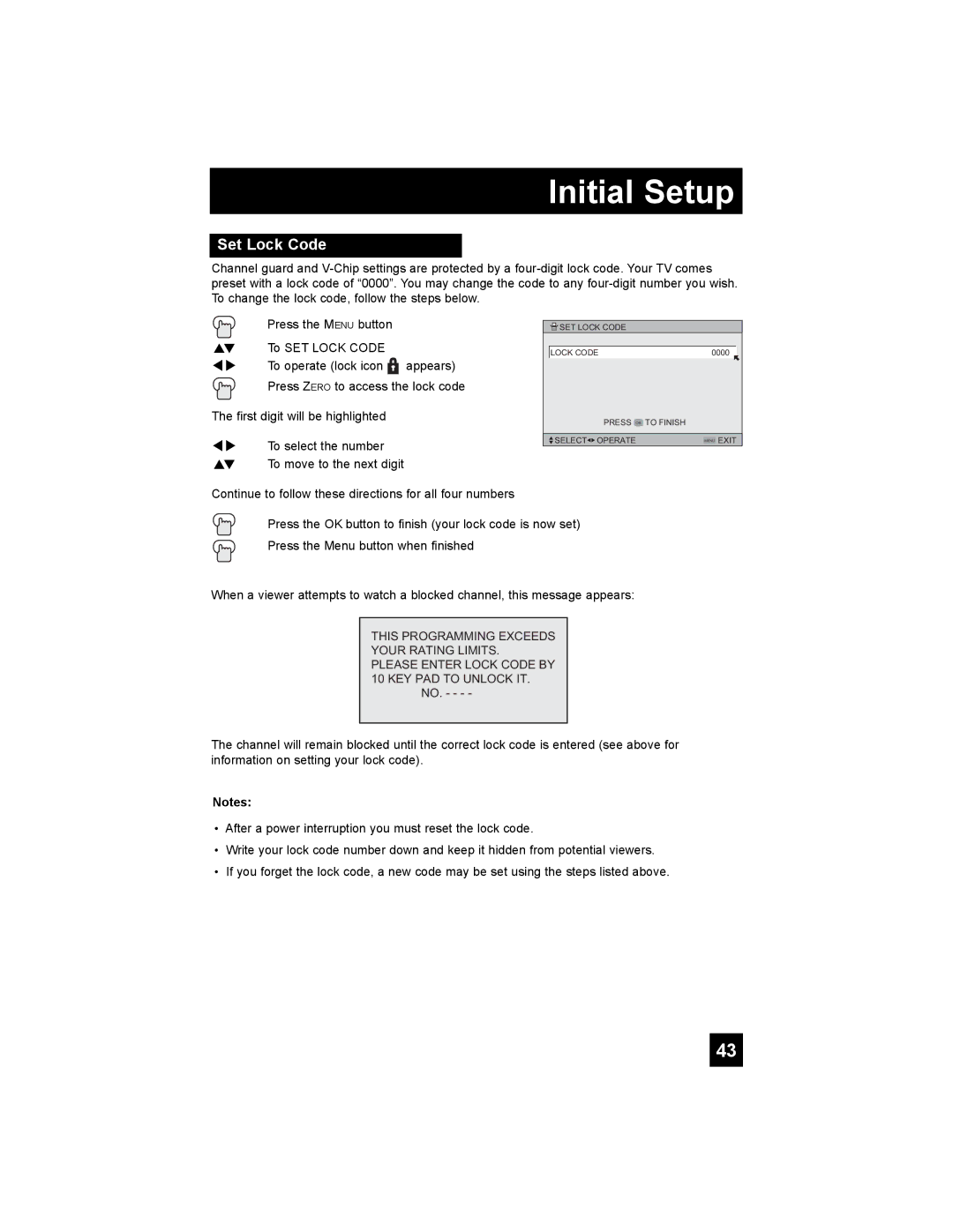 JVC AV 48P775, AV 56P775, AV-56P785, AV-56P775, AV-48P775 manual Set Lock Code 