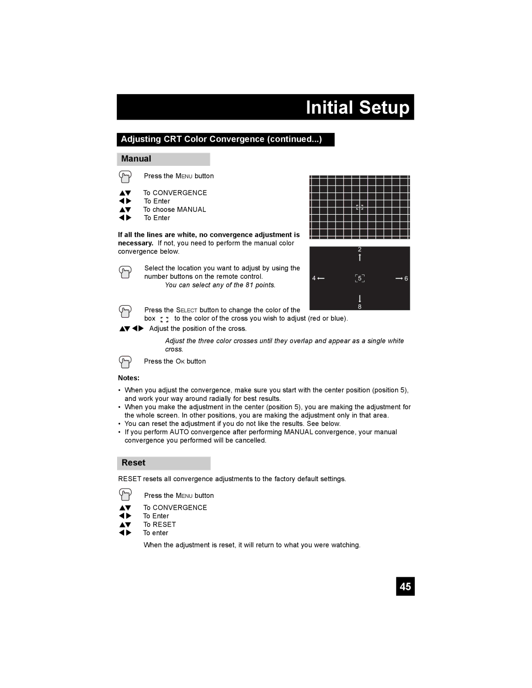 JVC AV 56P775, AV 48P775, AV-56P785, AV-56P775, AV-48P775 manual Manual, Reset 