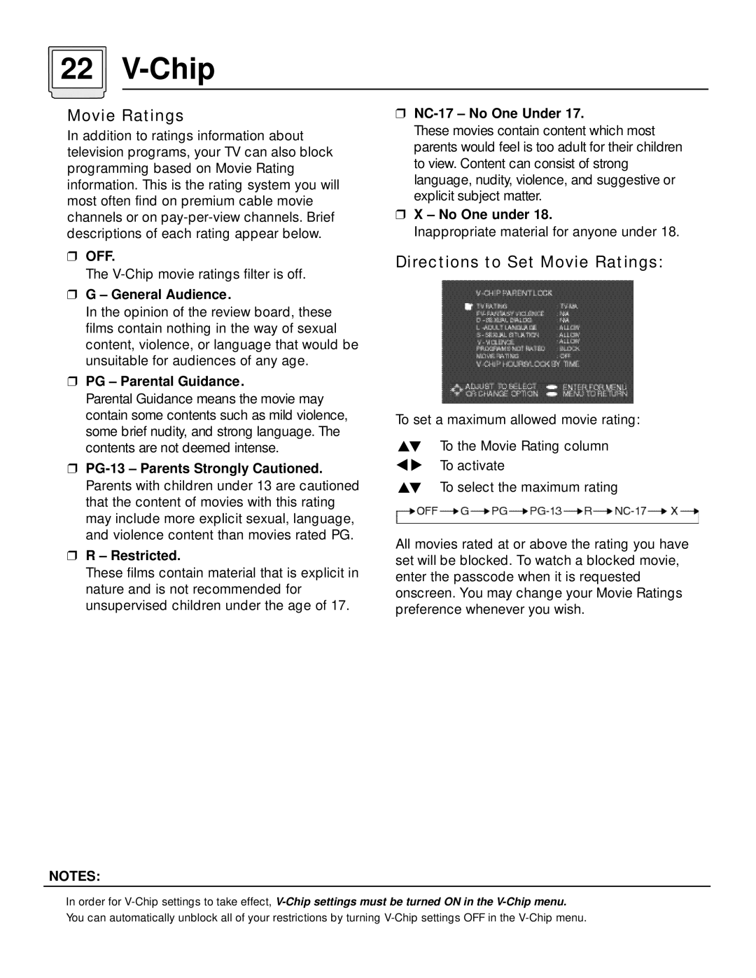 JVC AV 60D501 manual Directions to Set Movie Ratings 