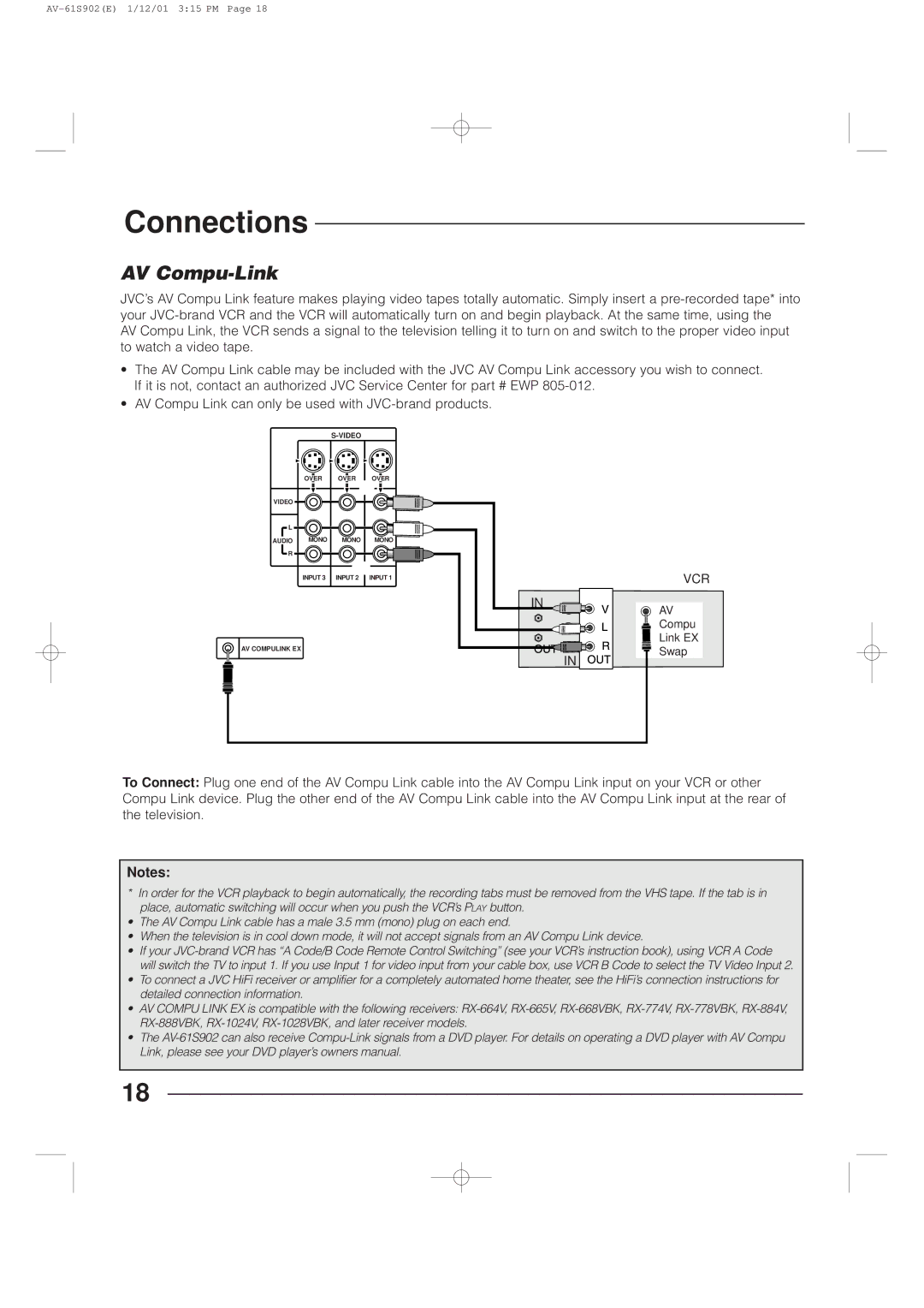 JVC AV-61S902 manual AV Compu-Link 