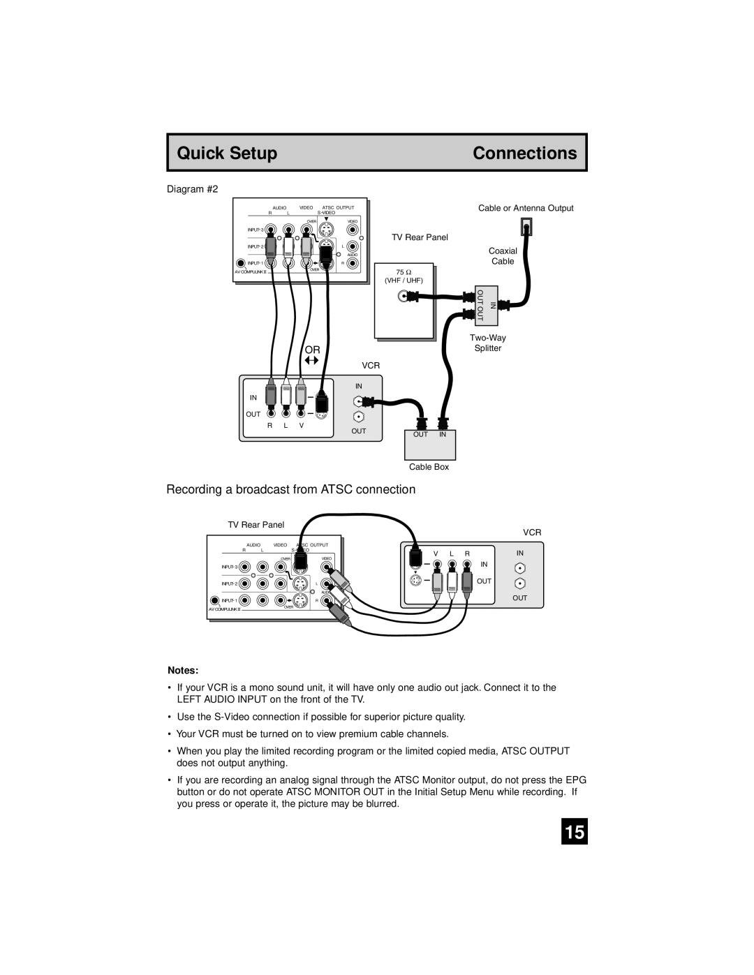 JVC AV 56WP94, AV-65WP94 manual Recording a broadcast from Atsc connection 