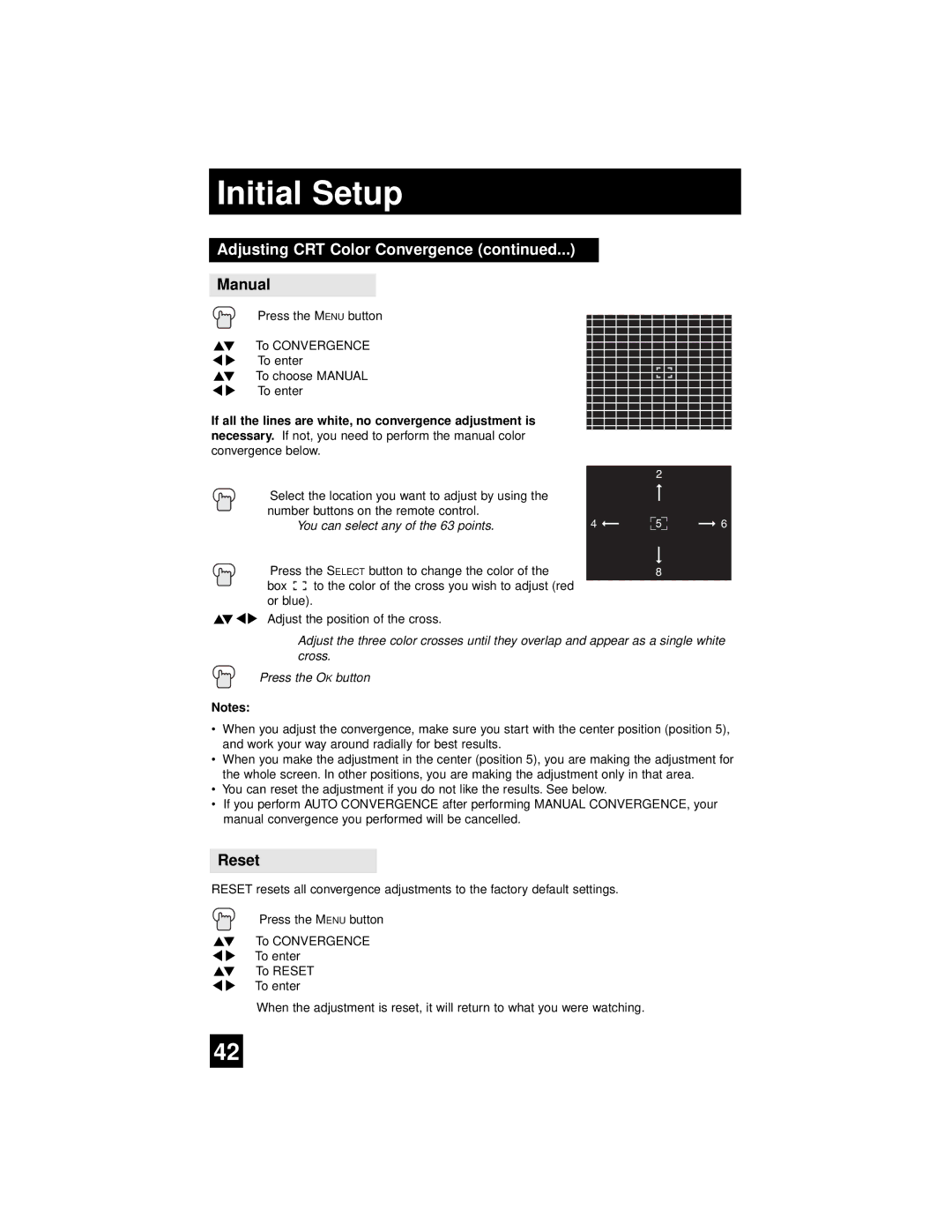 JVC AV-65WP94, AV 56WP94 manual Manual, Reset 