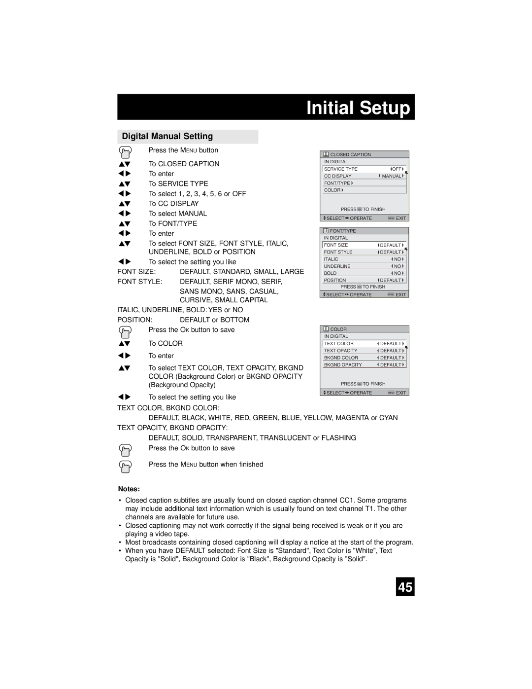 JVC AV 56WP94, AV-65WP94 manual Digital Manual Setting, Position 