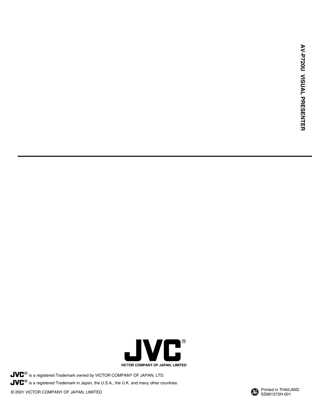 JVC manual AV-P720U Visual Presenter 