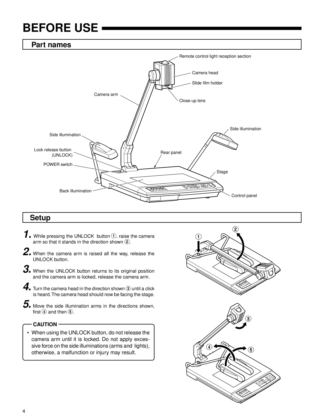 JVC AV-P950U manual Before USE, Part names, Setup 