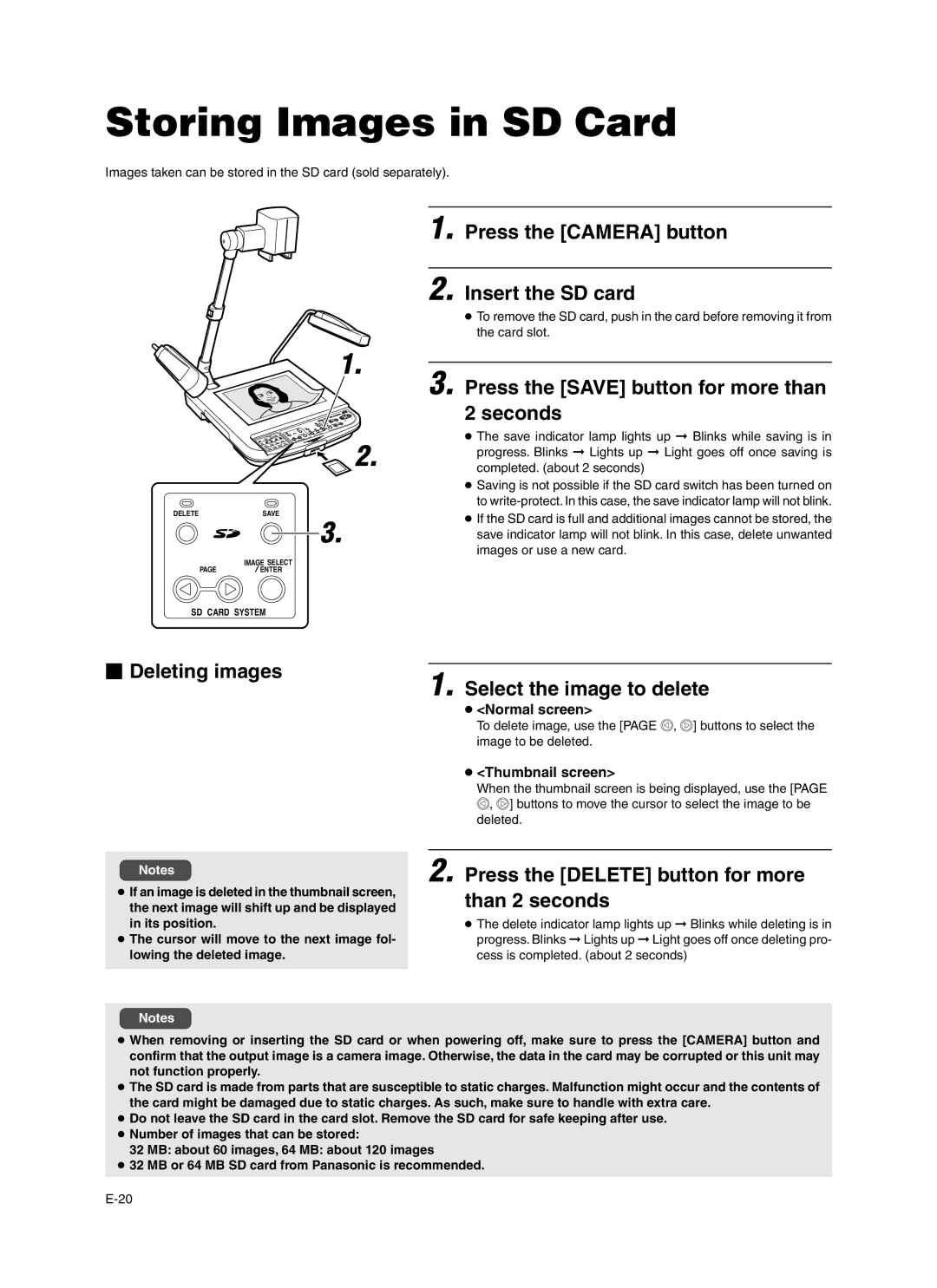 JVC AV-P960E manual Insert the SD card, Deleted 