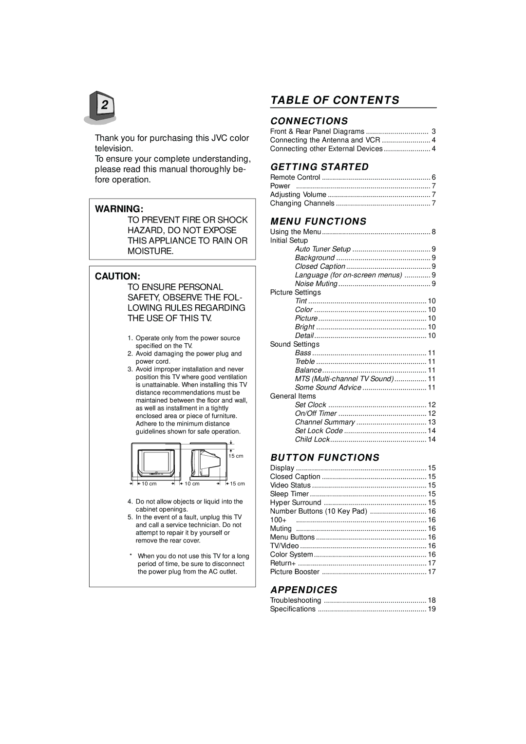 JVC AV-T2122 manual Getting Started 