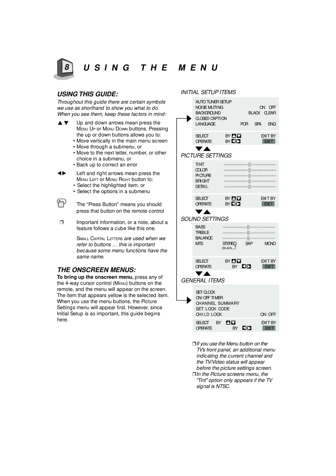 JVC AV-T2122 manual S I N G T H E M E N U, Using this Guide 