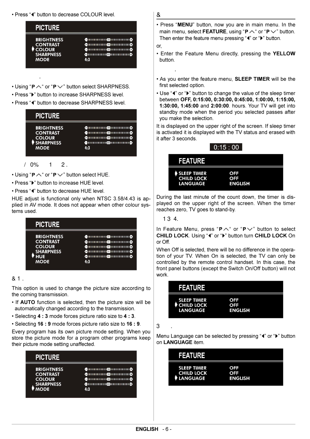 JVC AV14BM8EES, AV14BJ8EES manual Feature Menu 