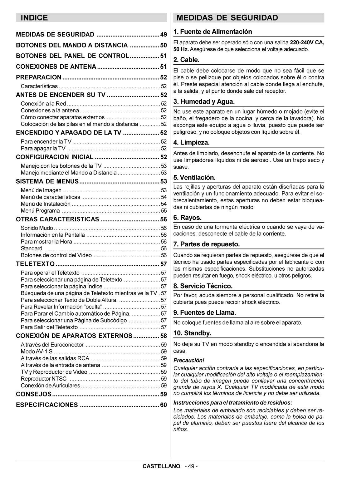 JVC AV14BJ8EPS manual Medidas DE Seguridad 