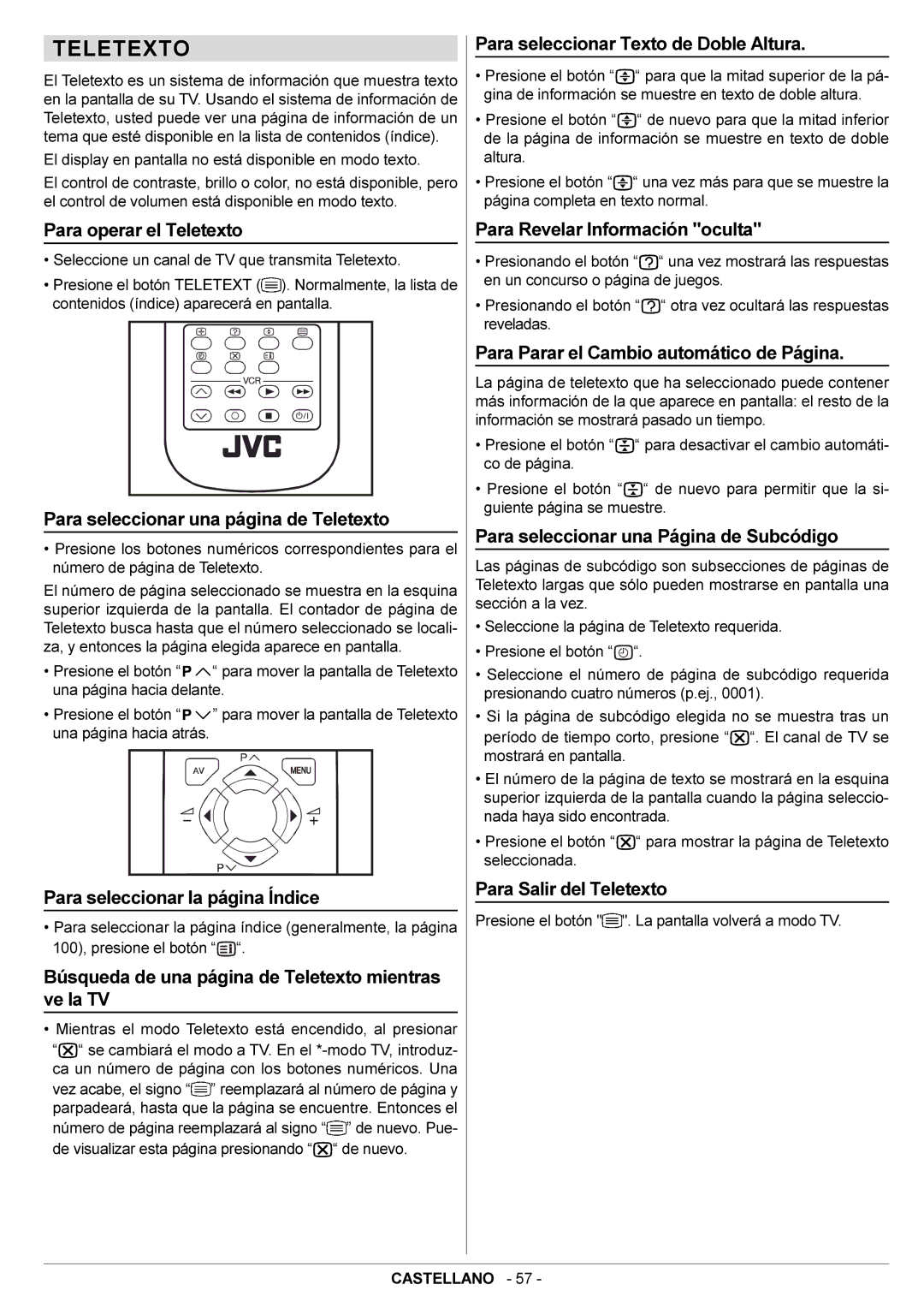 JVC AV14BJ8EPS manual Teletexto 