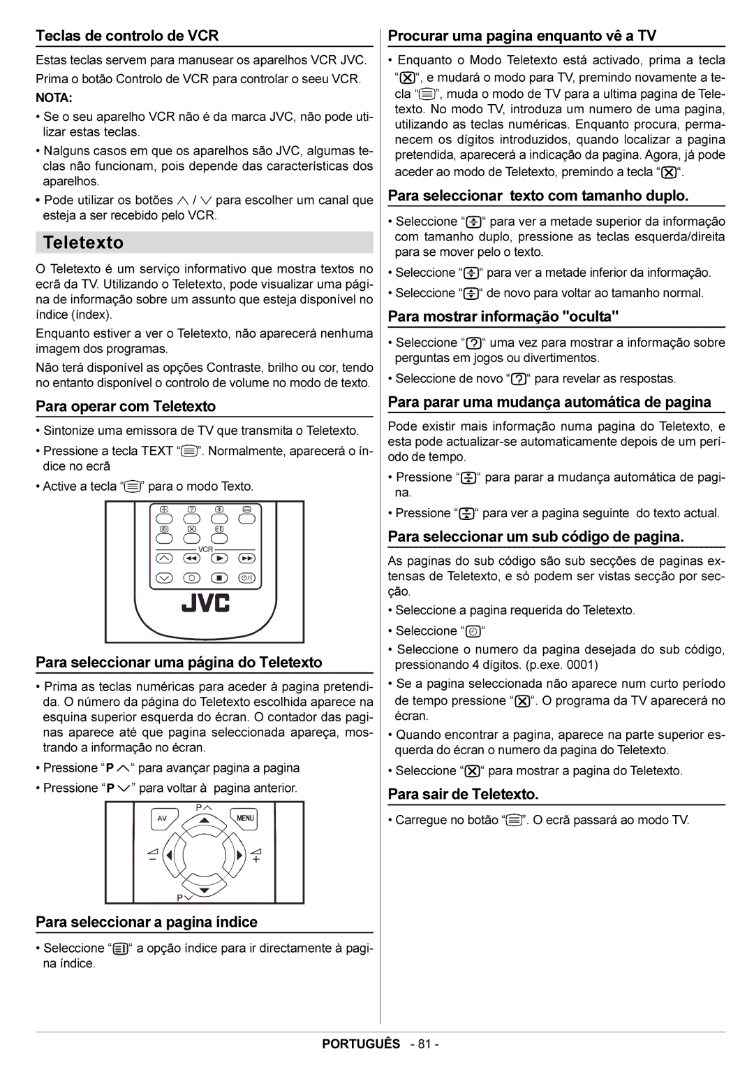 JVC AV14BJ8EPS manual Teletexto 