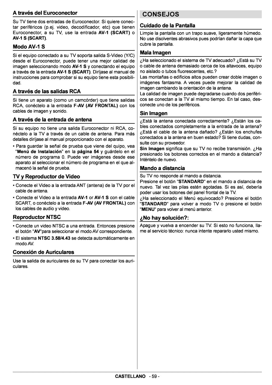 JVC AV14BJ8EPS manual Consejos 