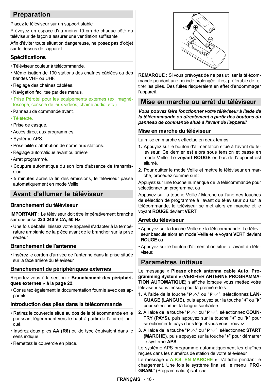 JVC AV21BJ8ENS manual Préparation, Avant dallumer le téléviseur, Mise en marche ou arrêt du téléviseur, Paramètres initiaux 