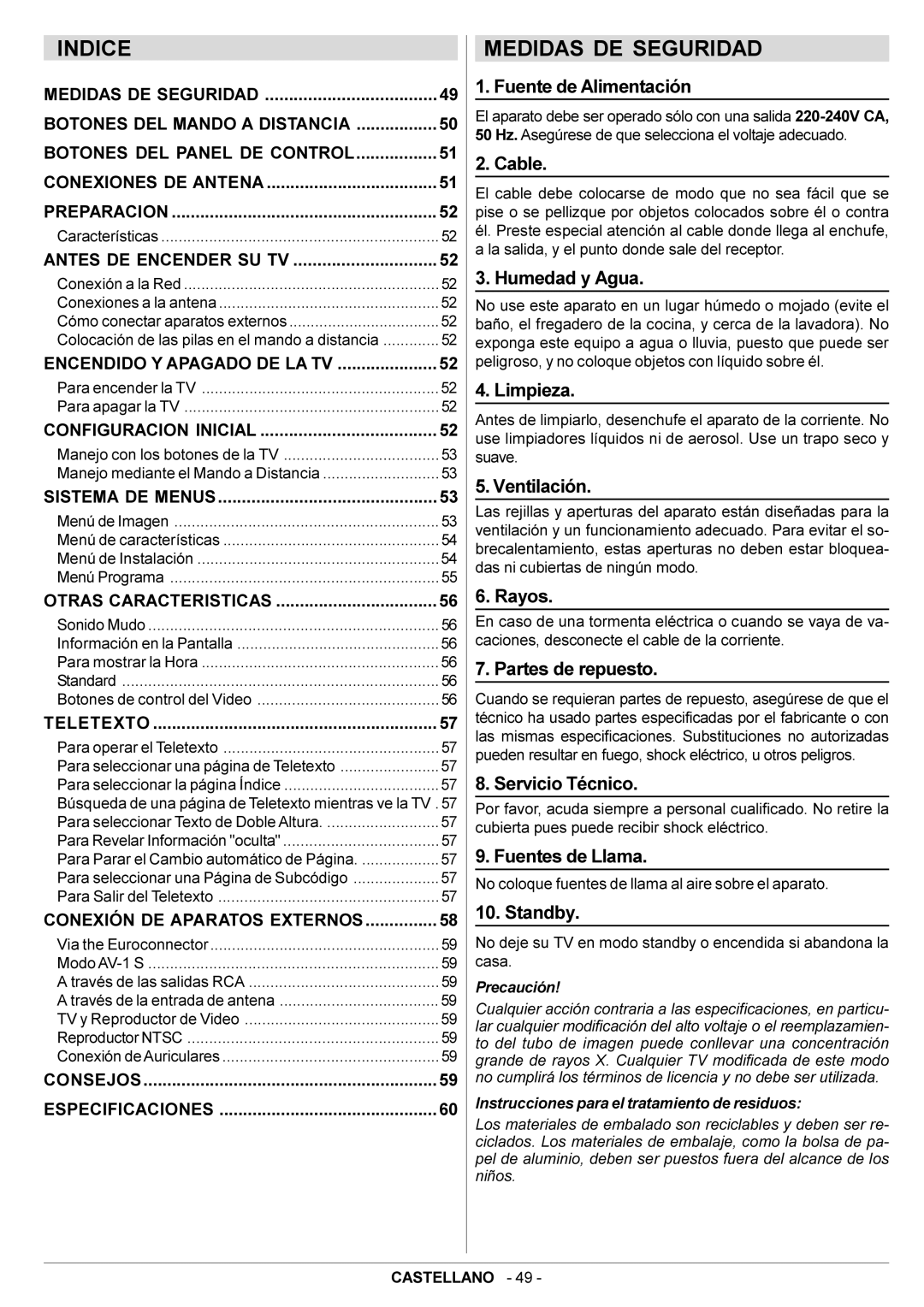 JVC AV21BJ8ENS manual Medidas DE Seguridad 