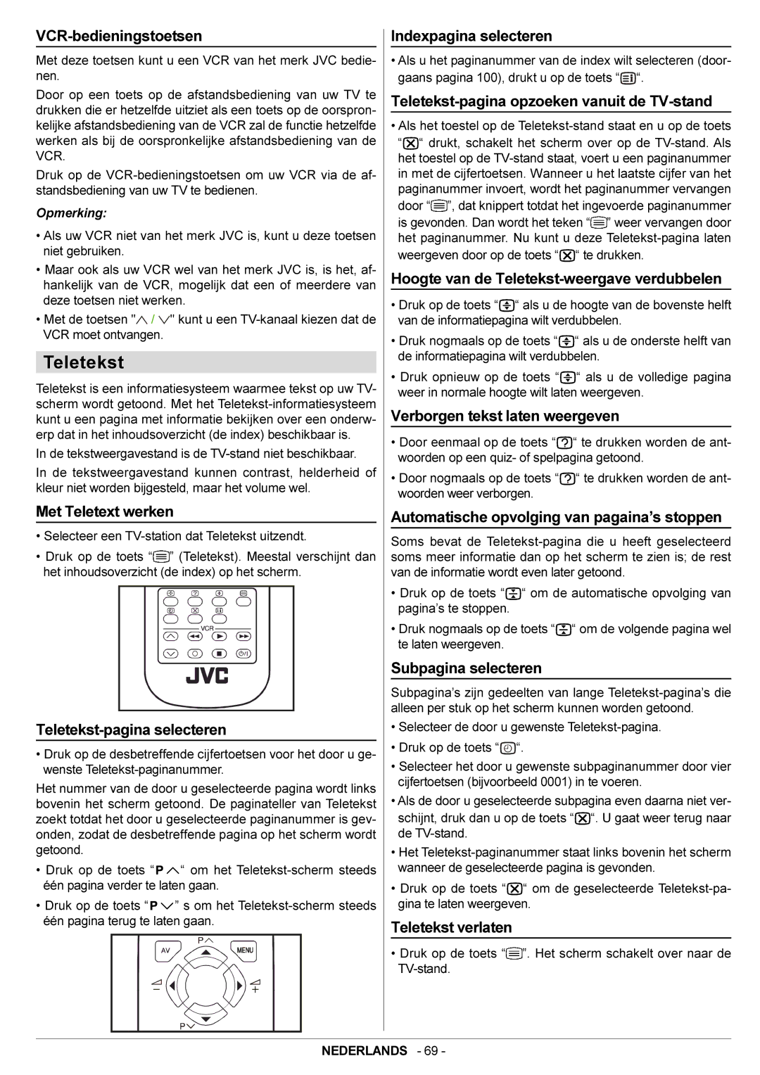 JVC AV21BJ8ENS manual Teletekst 