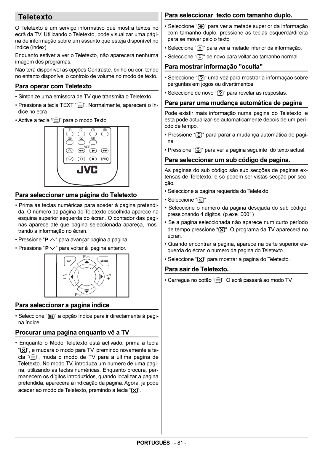 JVC AV21BJ8ENS manual Teletexto 