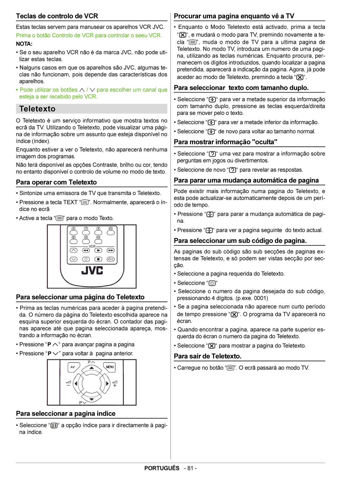 JVC AV21BJ8EPS manual Teletexto 