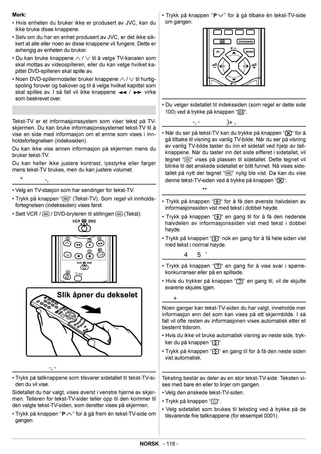 JVC AV28BT70EN manual Tekst-TV 