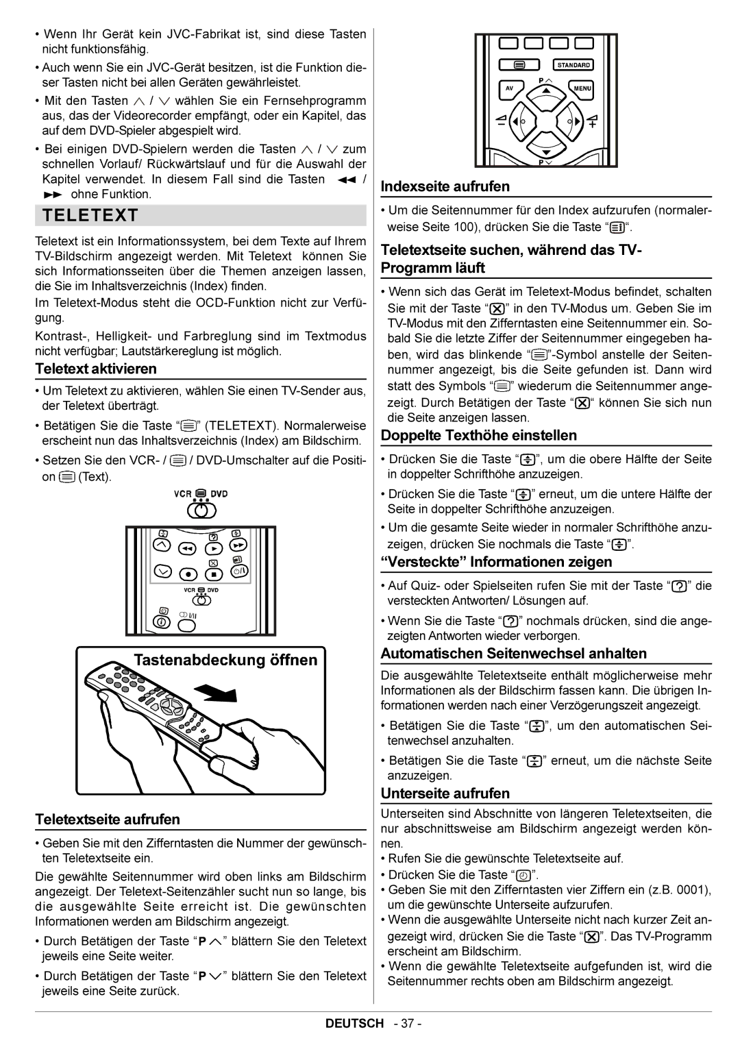 JVC AV28BT70EN manual Teletext 