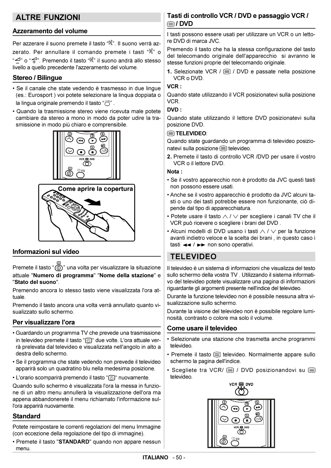 JVC AV28BT70EN manual Altre Funzioni, Televideo 