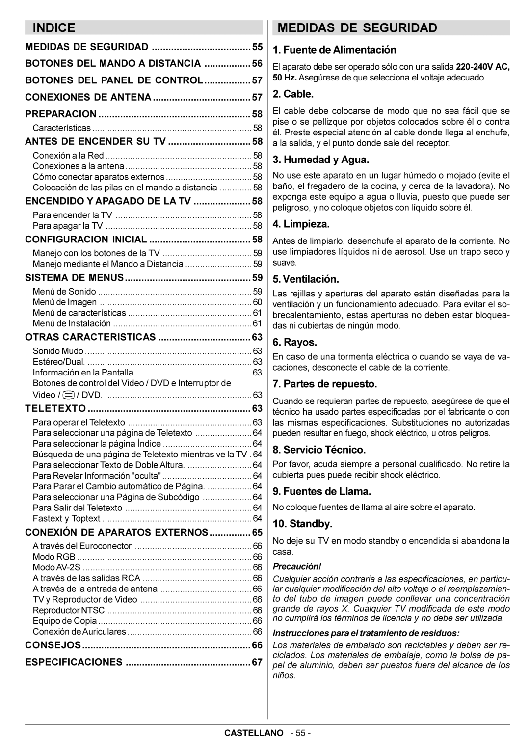 JVC AV28BT70EN manual Medidas DE Seguridad 