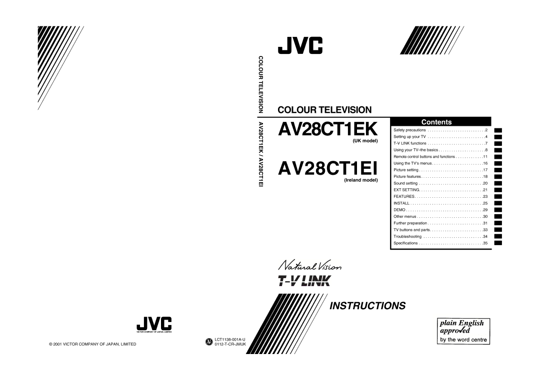 JVC AV28CT1EI, AV28CT1EK specifications 