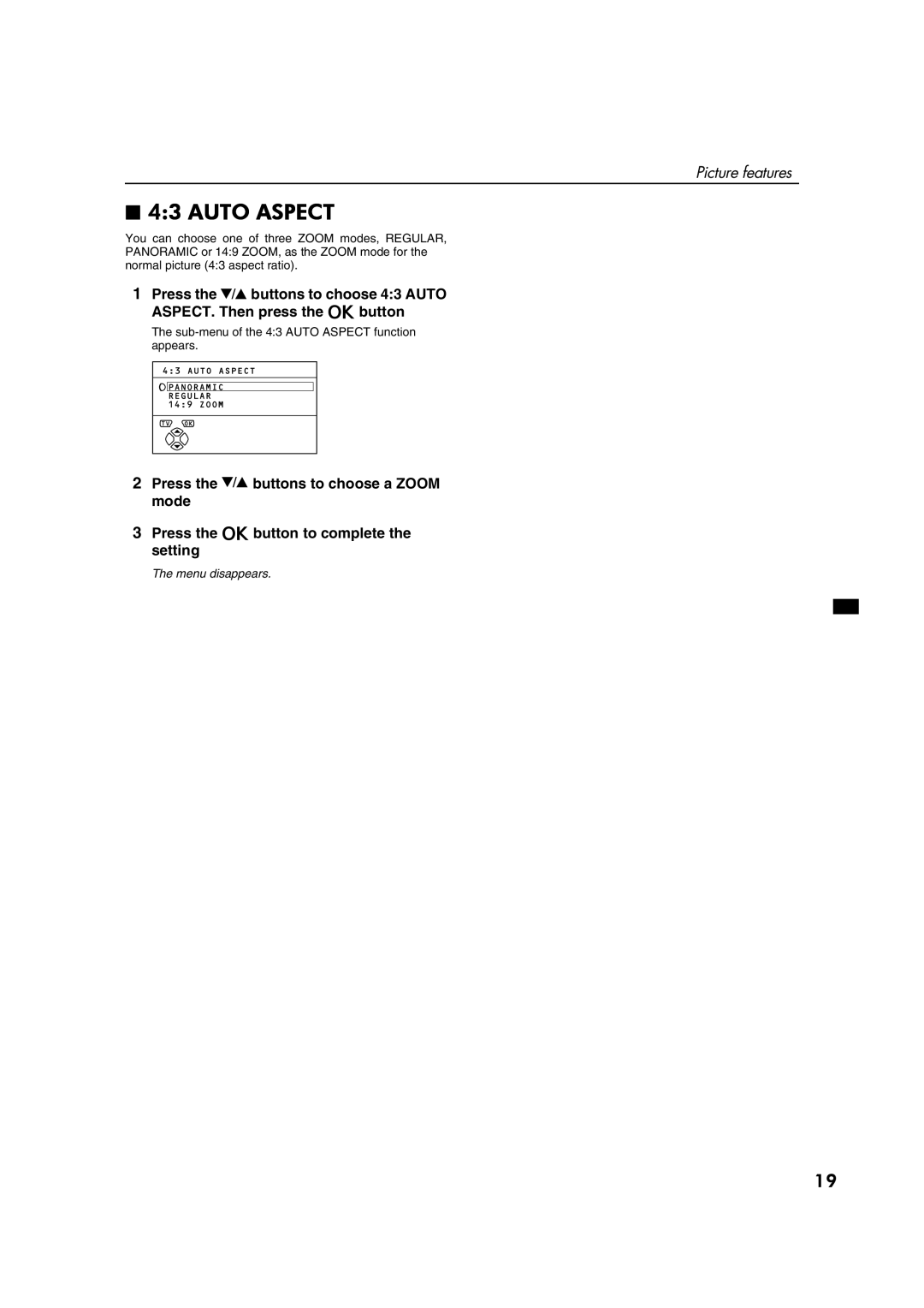 JVC AV28CT1EI, AV28CT1EK specifications Auto Aspect 