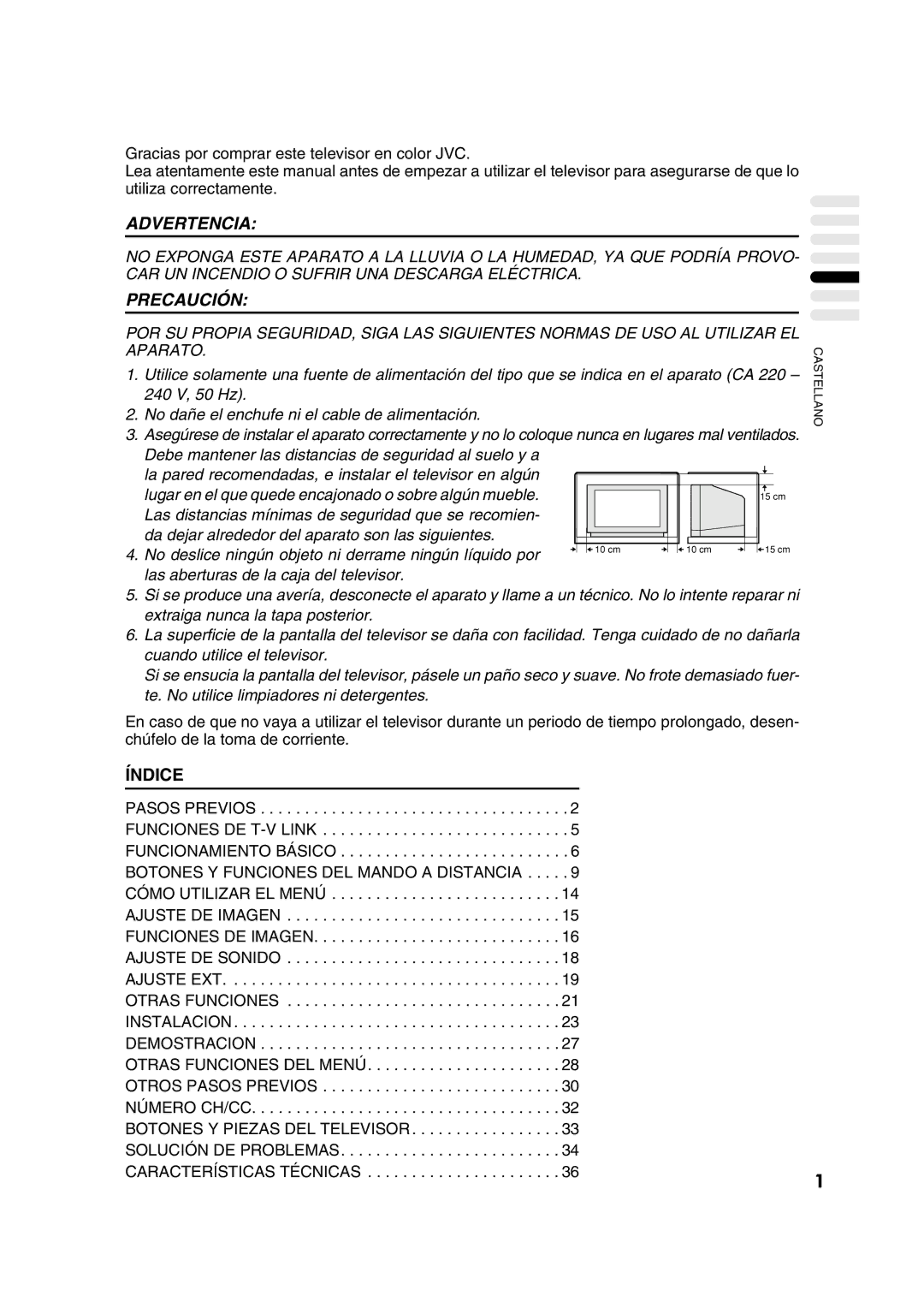 JVC AV28CT1EP manual Advertencia 