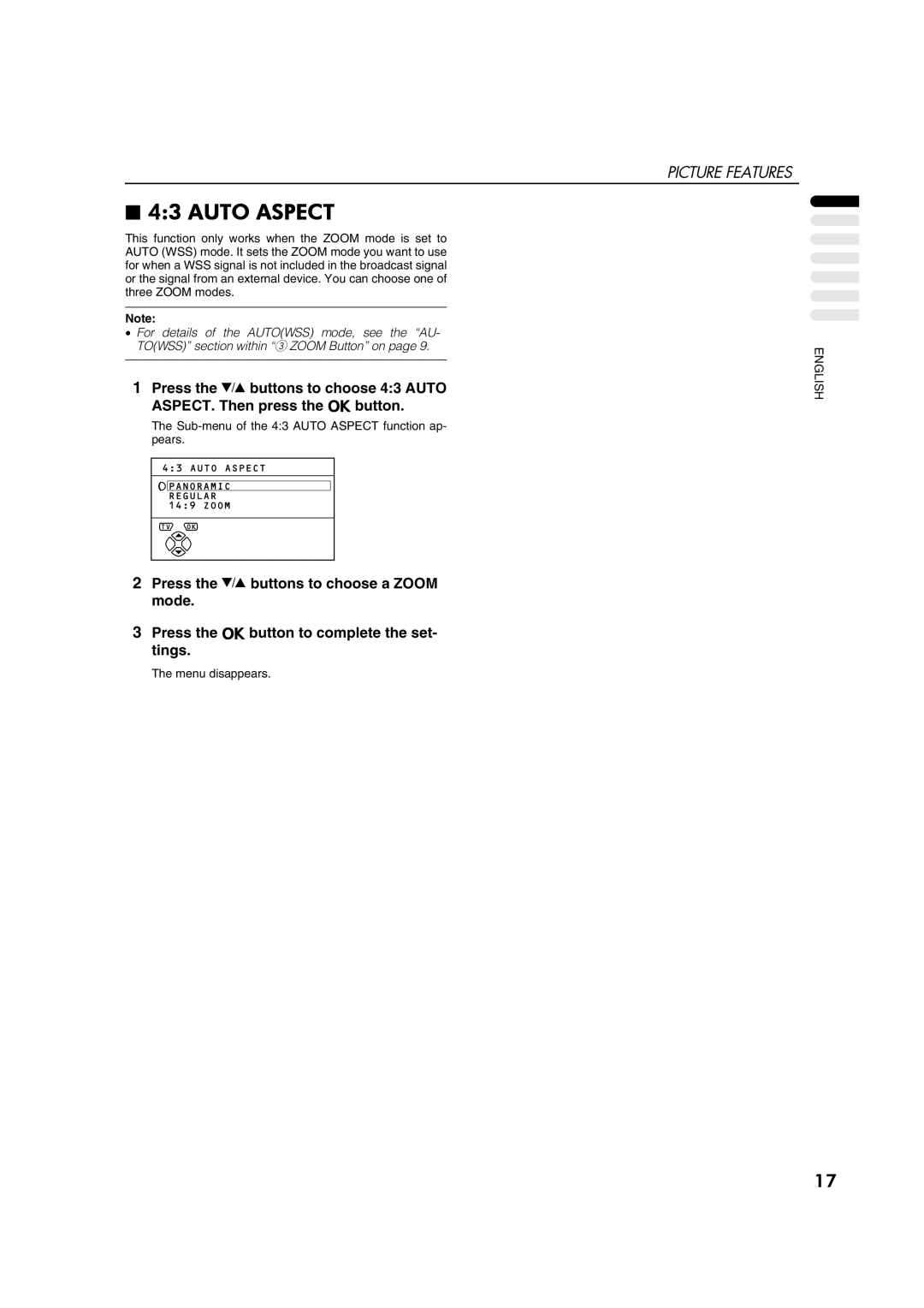 JVC AV28CT1EP manual Auto Aspect 