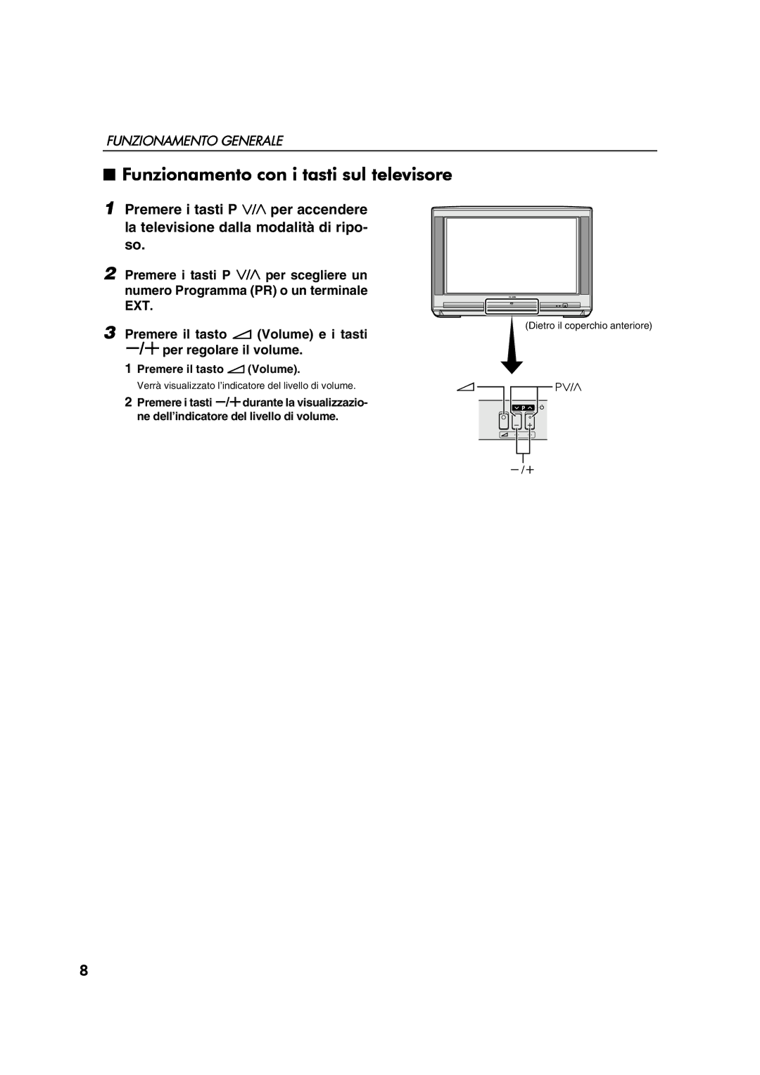 JVC AV28CT1EP manual Funzionamento con i tasti sul televisore, Ext 