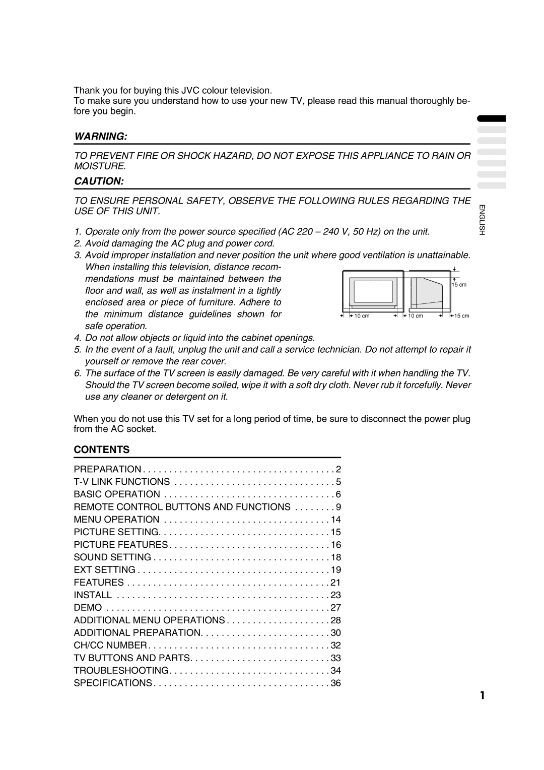 JVC AV28CT1EP manual Contents 