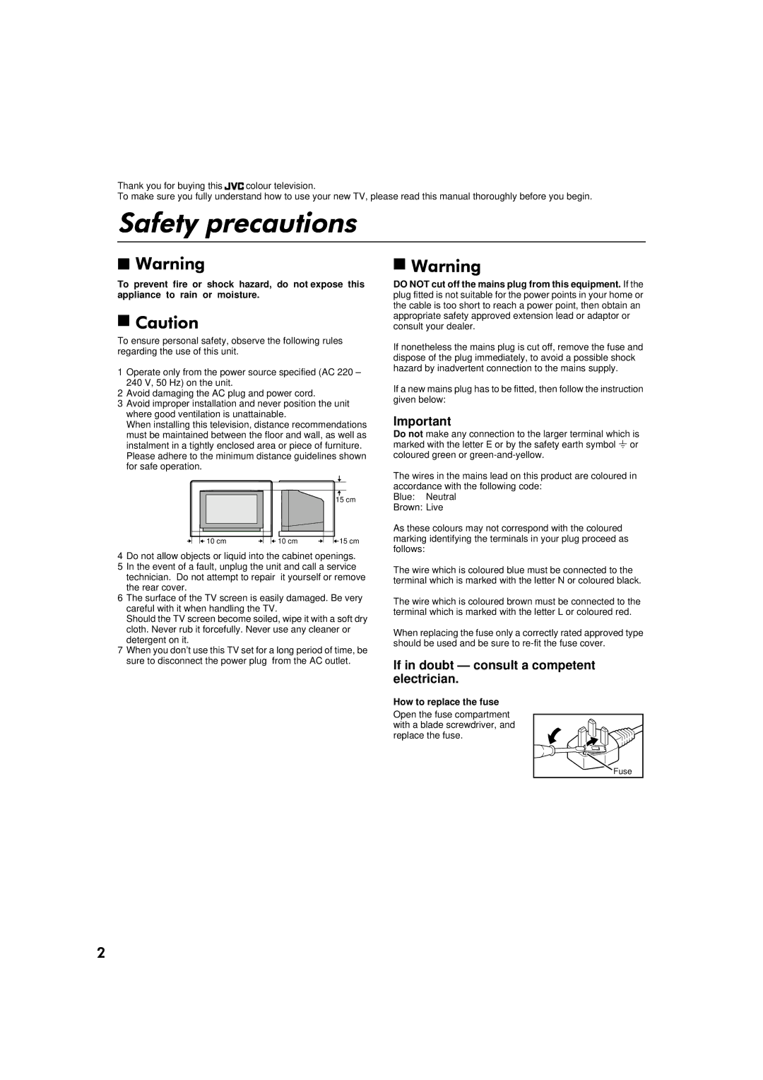 JVC AV28S2EI, AV32S2EI, AV32S2EI, AV28S2EI specifications 6DIHW\#SUHFDXWLRQV, Duqlqj, Dxwlrq, How to replace the fuse 