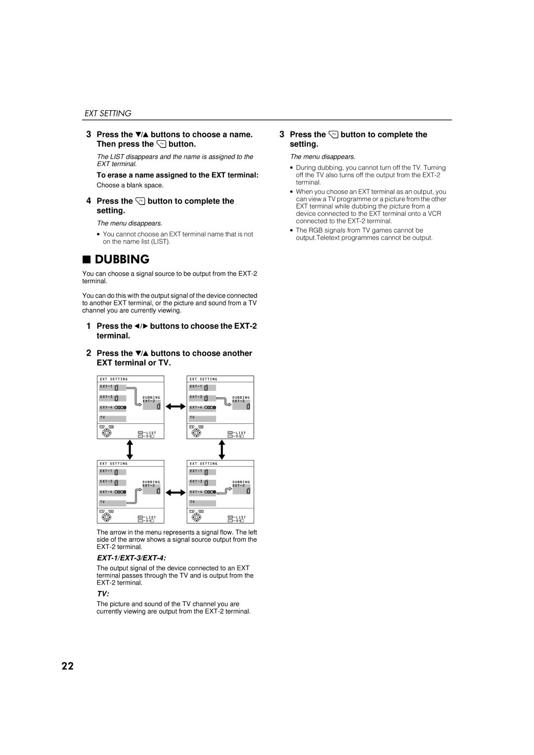 JVC AV28S2EI, AV32S2EI, AV32S2EI, AV28S2EI specifications To erase a name assigned to the EXT terminal, EXT-1/EXT-3/EXT-4 