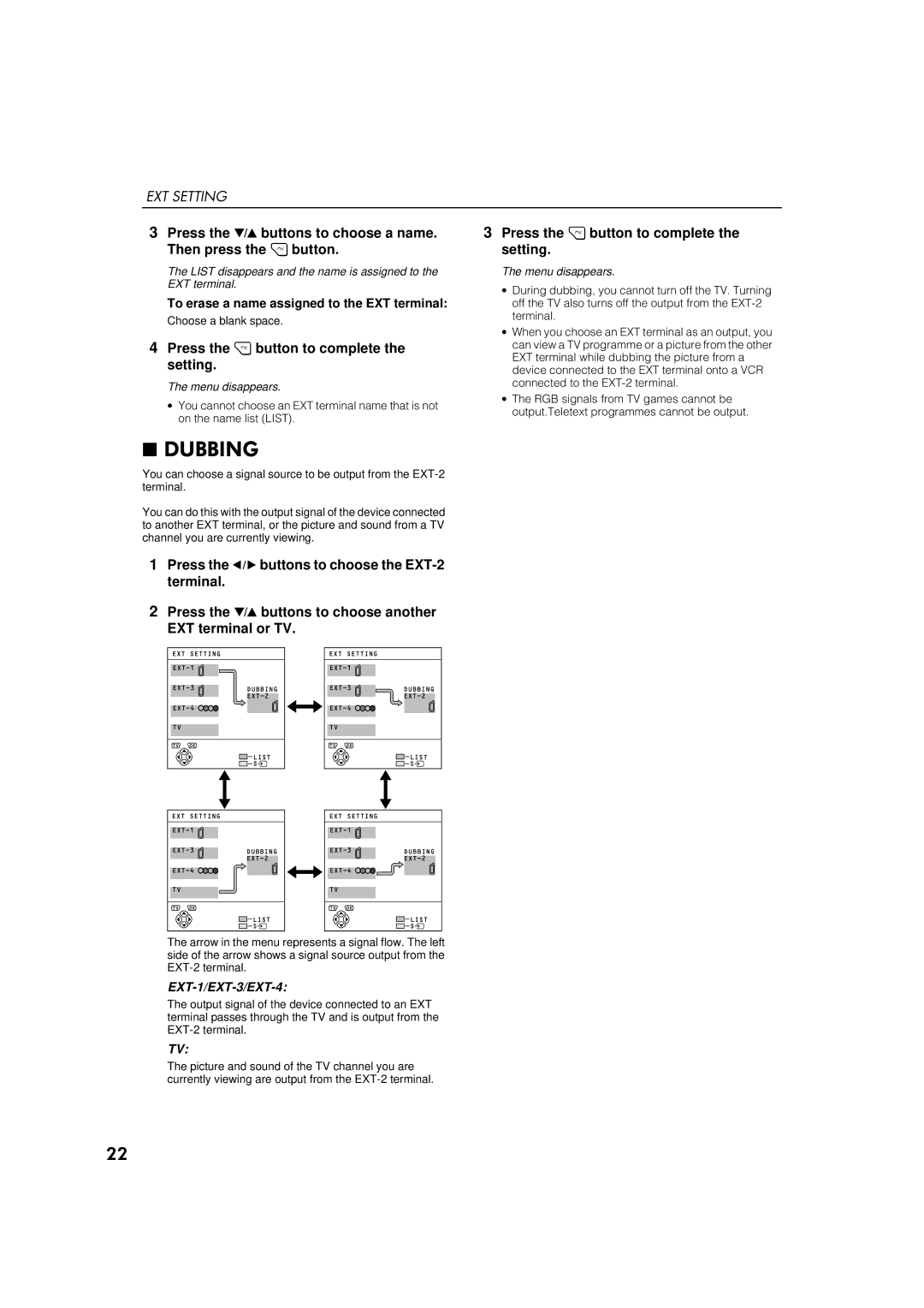 JVC AV28S2EK, AV32S2EK specifications To erase a name assigned to the EXT terminal, EXT-1/EXT-3/EXT-4 