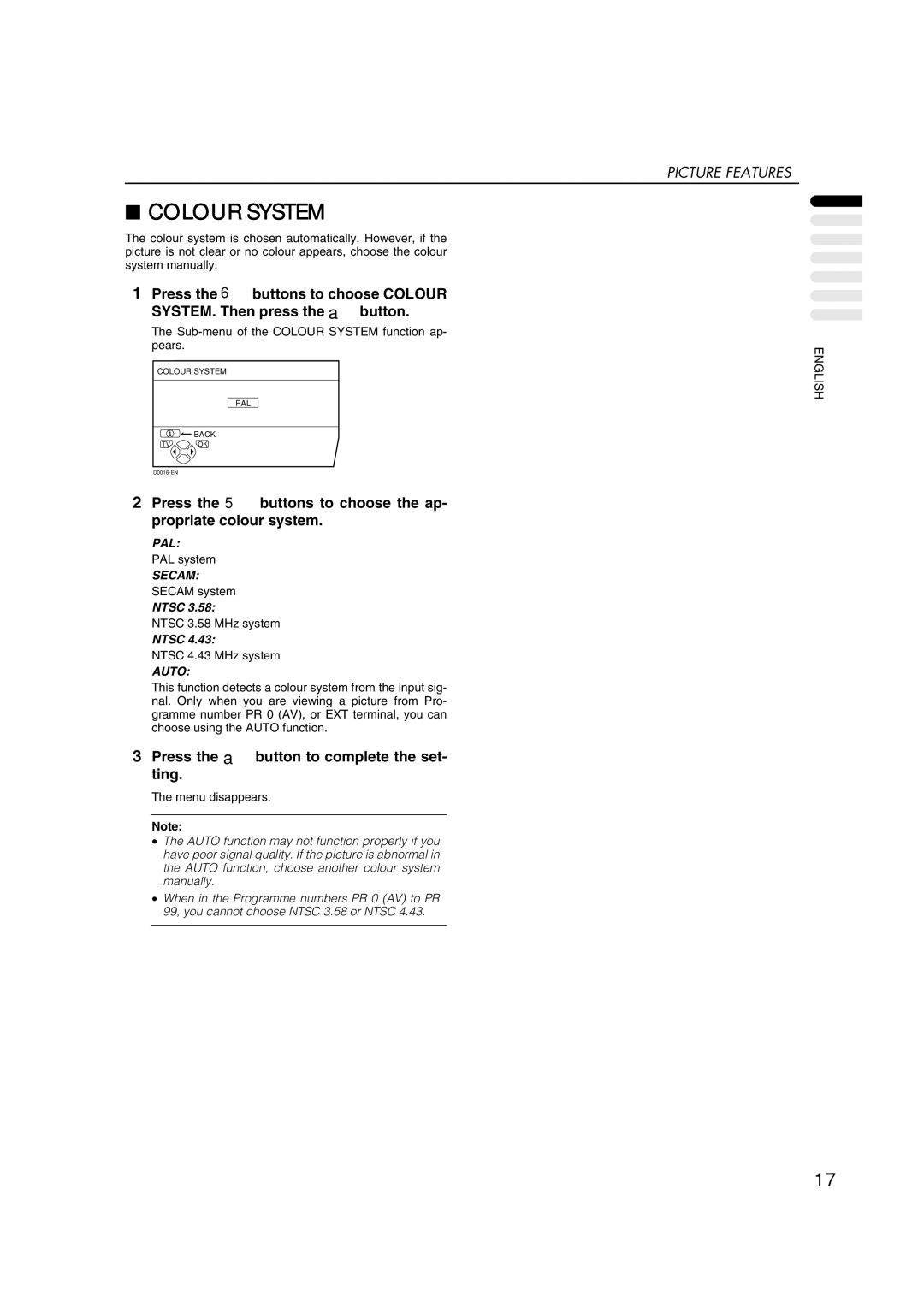 JVC AV29A10EU manual Colour System, Ntsc 