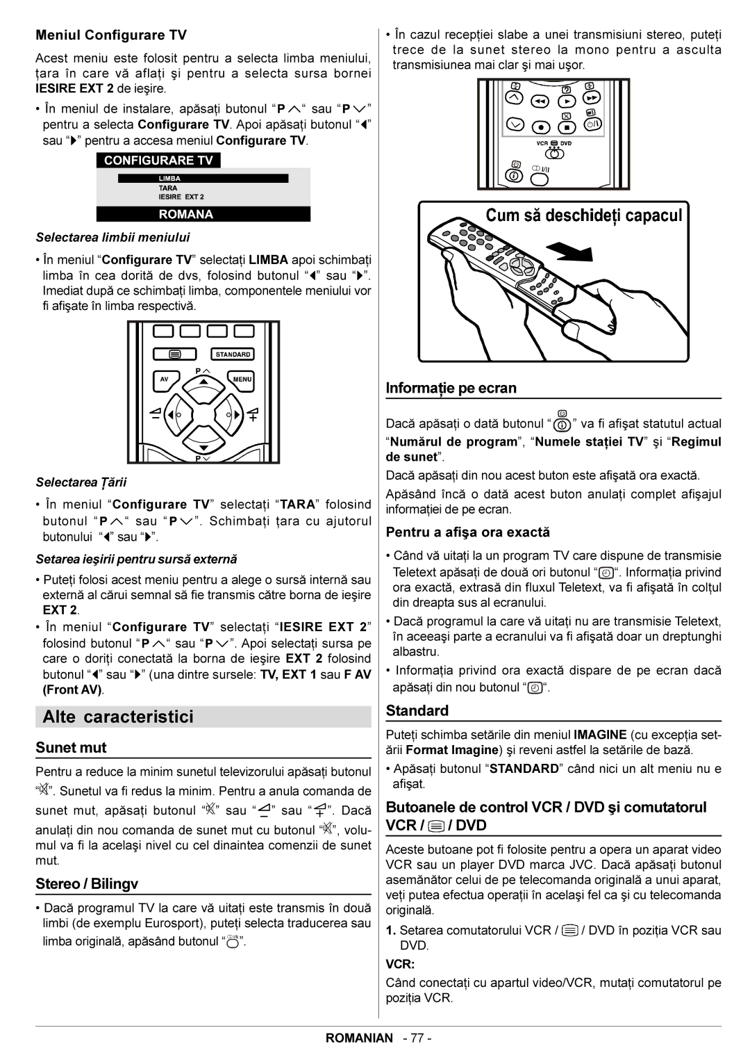 JVC AV29BF10EES manual Alte caracteristici 