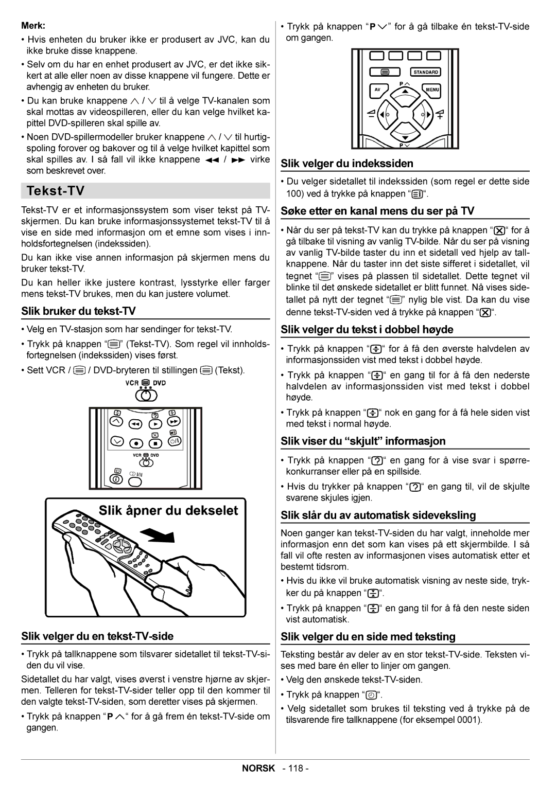 JVC AV29BF10ENS manual Tekst-TV 