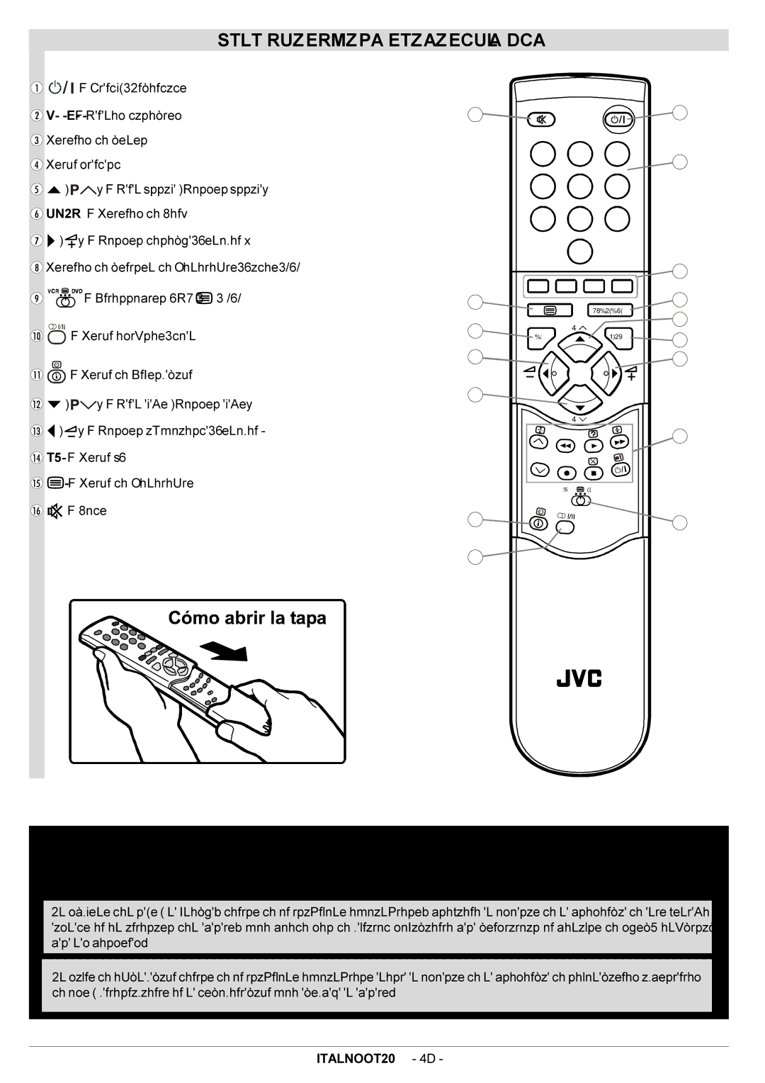 JVC AV29BF10ENS manual Botones DEL Mando a Distancia, Precaucion 