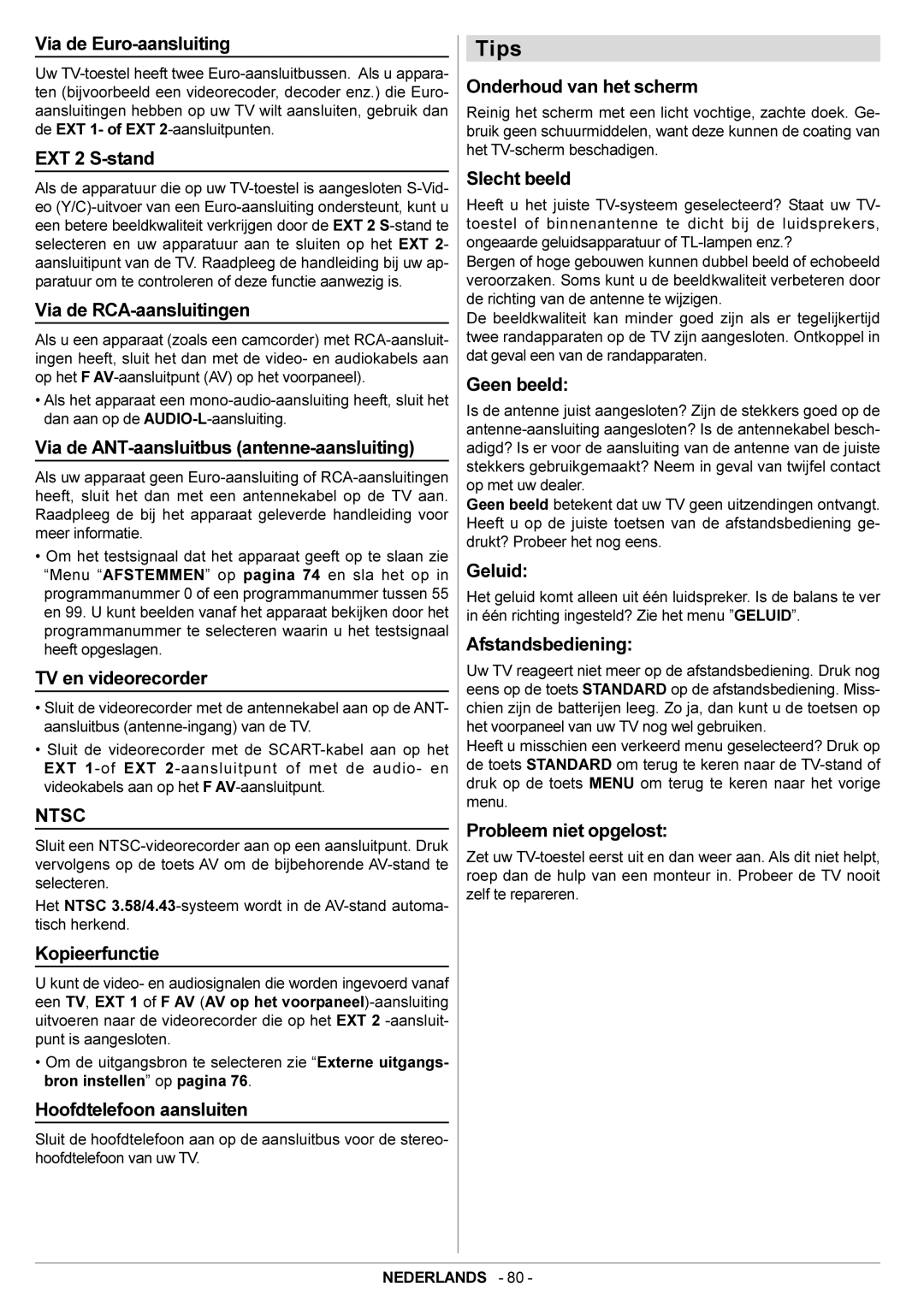 JVC AV29BF10ENS Via de Euro-aansluiting, EXT 2 S-stand, Via de RCA-aansluitingen, TV en videorecorder, Kopieerfunctie 