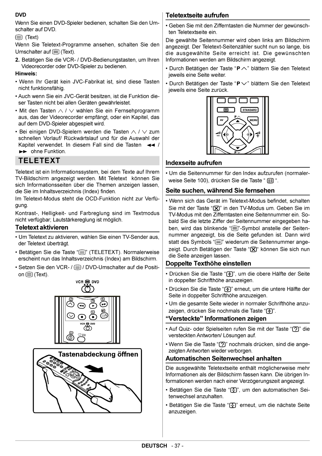 JVC AV29BF10EPS manual Teletext 