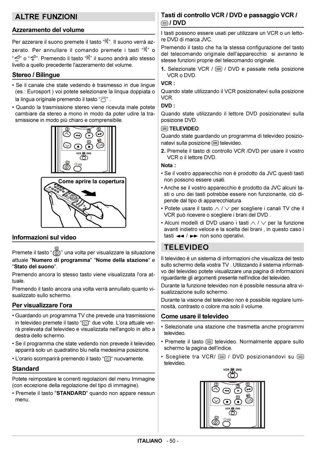 JVC AV29BF10EPS manual Altre Funzioni, Televideo 