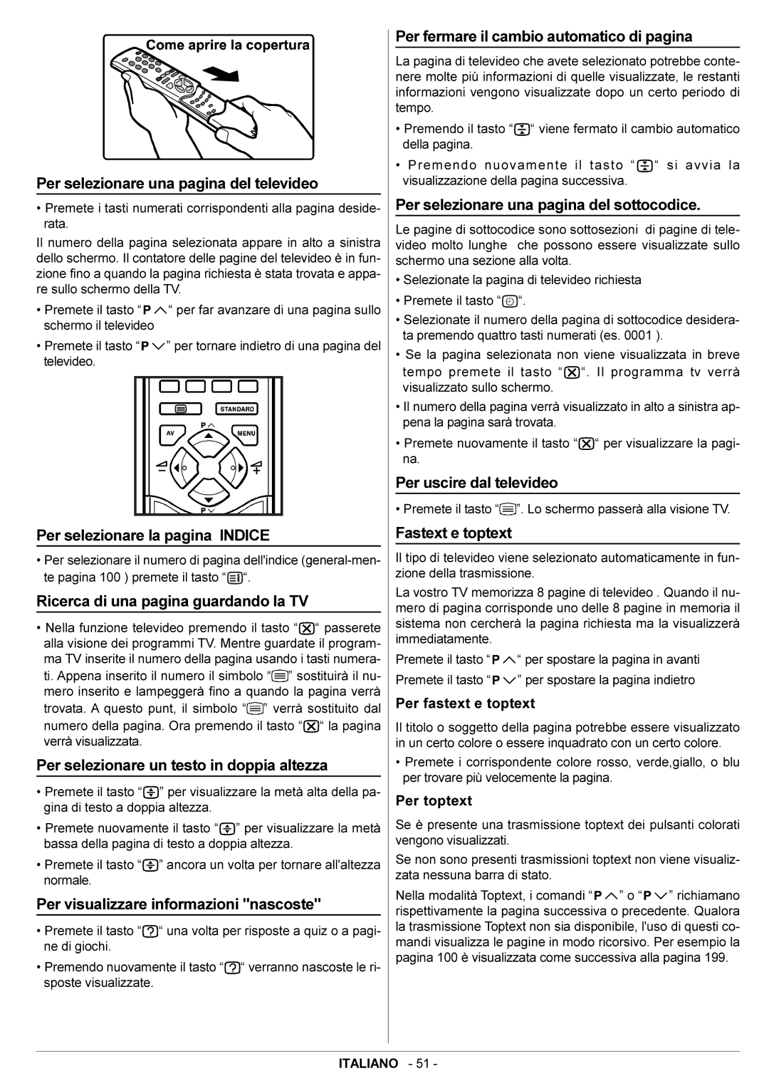 JVC AV29BF10EPS manual Per selezionare una pagina del televideo, Per selezionare la pagina Indice, Per uscire dal televideo 