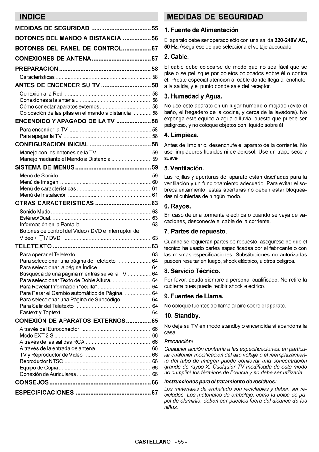 JVC AV29BF10EPS manual Medidas DE Seguridad 